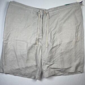 Cubavera Mens 2XL Beige‎ Linen Shorts Drawstring Pockets Resort Casual